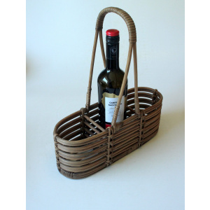 1970s Vintage - Handmade braided wine bottle holder, made of wicker, rattan and bamboo