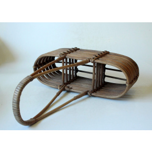 1970s Vintage - Handmade braided wine bottle holder, made of wicker, rattan and bamboo