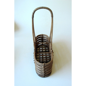 1970s Vintage - Handmade braided wine bottle holder, made of wicker, rattan and bamboo