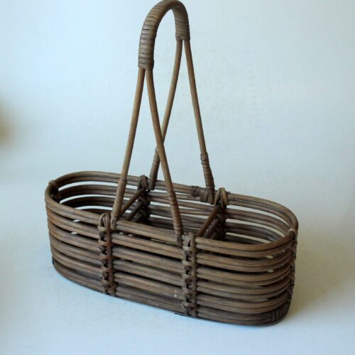 1970s Vintage - Handmade braided wine bottle holder, made of wicker, rattan and bamboo