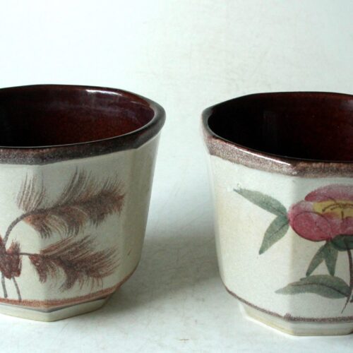 1960s Vintage - Set of 2 handpainted ceramic planter, made by BAY in West Germany