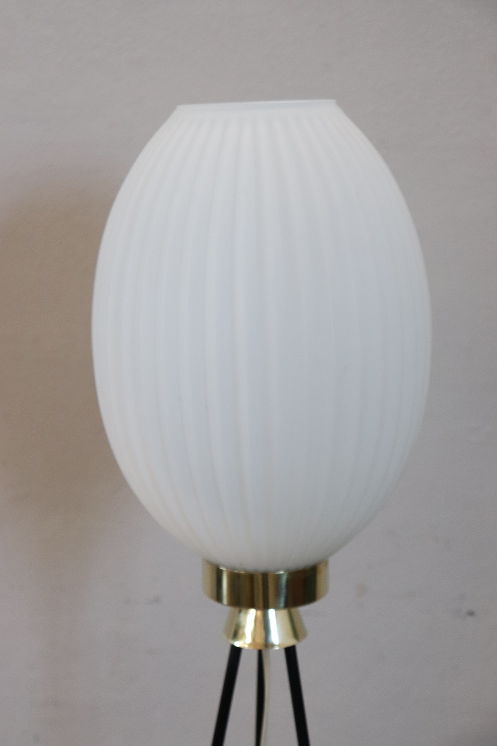 Opaline Glass and Brass Floor Lamp, 1950s