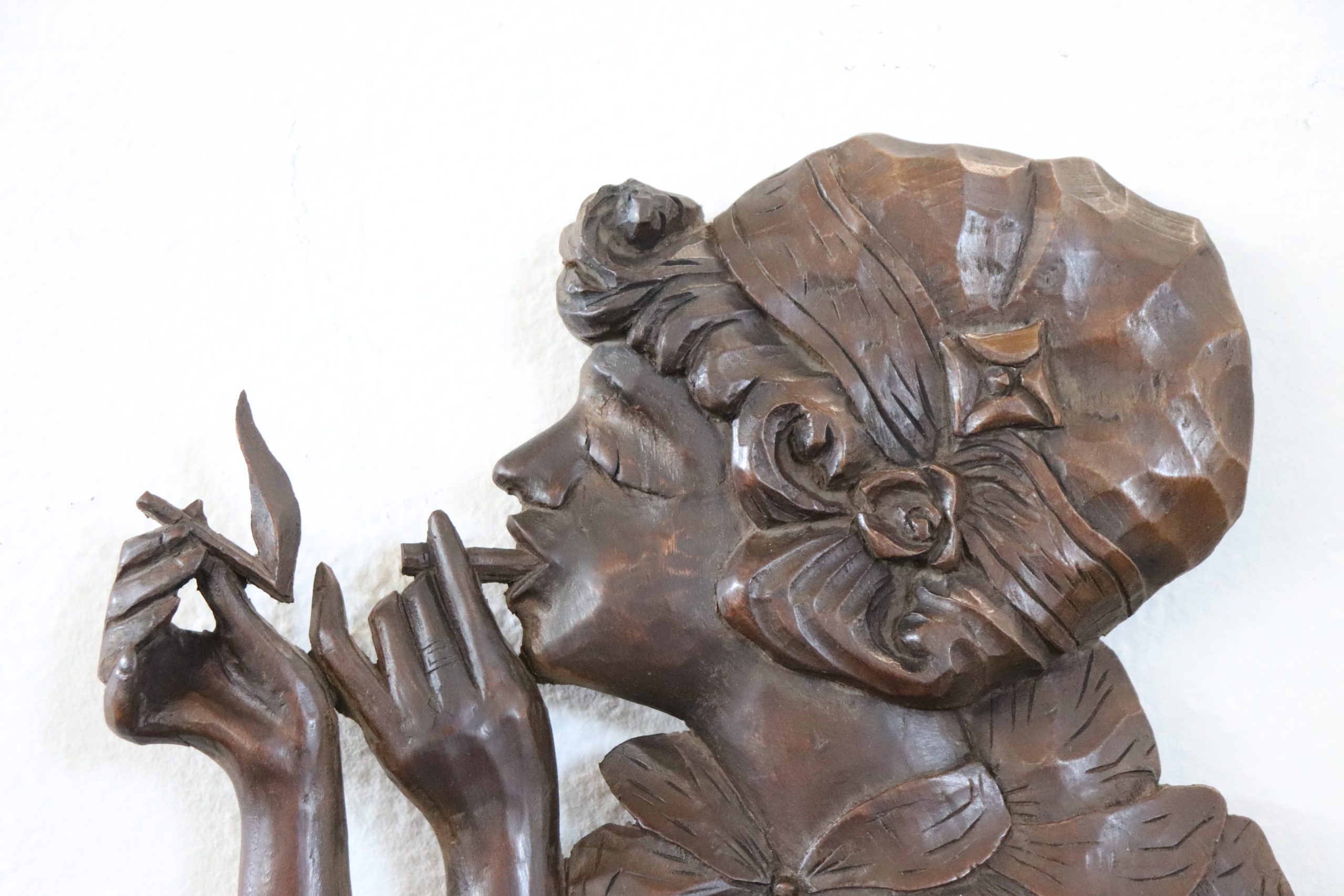 Art Nouveau Bas-Relief Sculpture in Walnut Wood