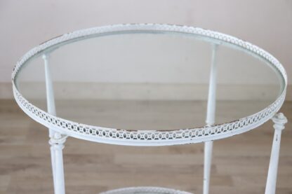 White Lacquered Brass and Two Glass Tops Round Drinks Trolley, 1980s - Image 3