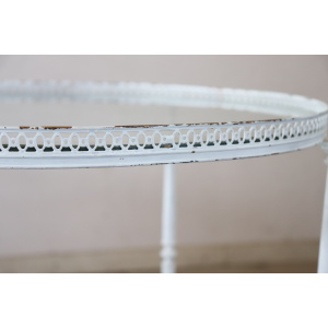 White Lacquered Brass and Two Glass Tops Round Drinks Trolley, 1980s