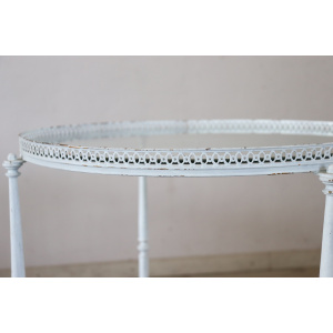 White Lacquered Brass and Two Glass Tops Round Drinks Trolley, 1980s