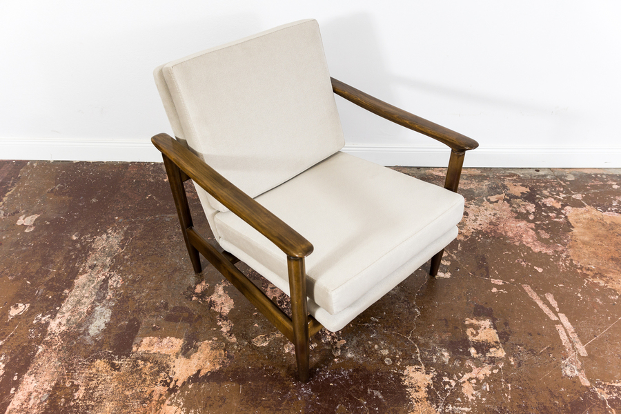 Mid Century Vintage Beige Lounge Chair Gfm 142 By Edmund Homa, 1960's
