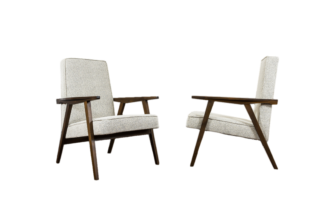 Pair Of Beige Mid Century Armchairs 1960's