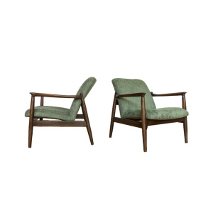 Pair Of Green Gfm 64 Armchairs By Edmund Homa, Poland, 1960s