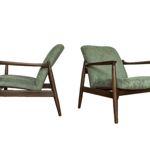 Pair Of Green Gfm 64 Armchairs By Edmund Homa, Poland, 1960s