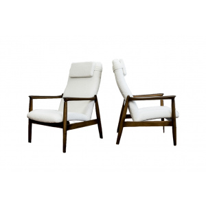 Pair Of White "Gfm 64" High Back Armchairs By Edmund Homa, 1960s