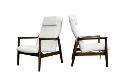 Pair Of White "Gfm 64" High Back Armchairs By Edmund Homa, 1960s
