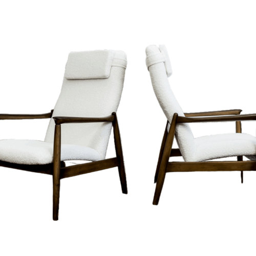 Pair Of White "Gfm 64" High Back Armchairs By Edmund Homa, 1960s