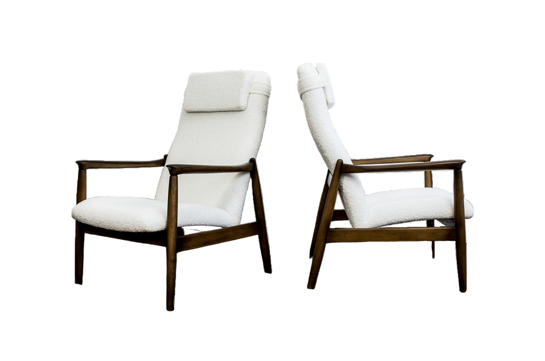 Pair Of White "Gfm 64" High Back Armchairs By Edmund Homa, 1960s
