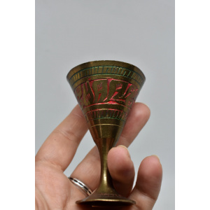 Brass Shot Glasses and tray set, Decorative metal goblets with platter