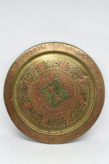 Brass Shot Glasses and tray set, Decorative metal goblets with platter