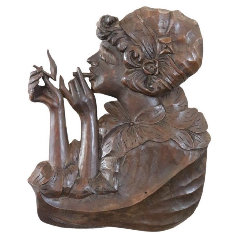 Art Nouveau Bas-Relief Sculpture in Walnut Wood