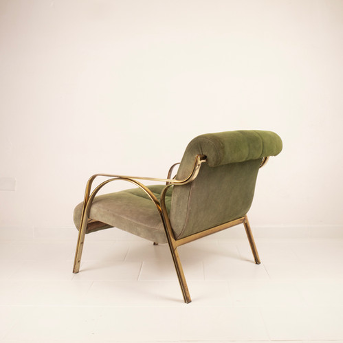 60s armchair in green suede Vittorio Gregotti
