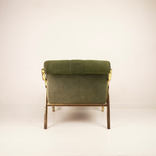 60s armchair in green suede Vittorio Gregotti