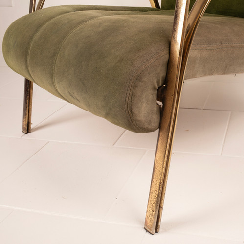 60s armchair in green suede Vittorio Gregotti