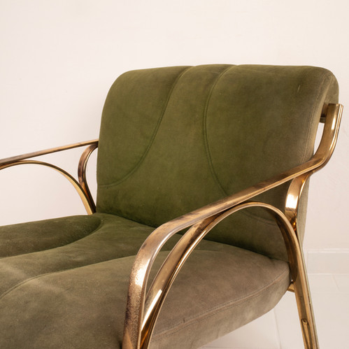 60s armchair in green suede Vittorio Gregotti