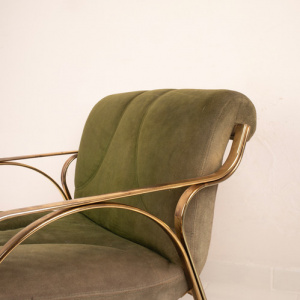 60s armchair in green suede Vittorio Gregotti