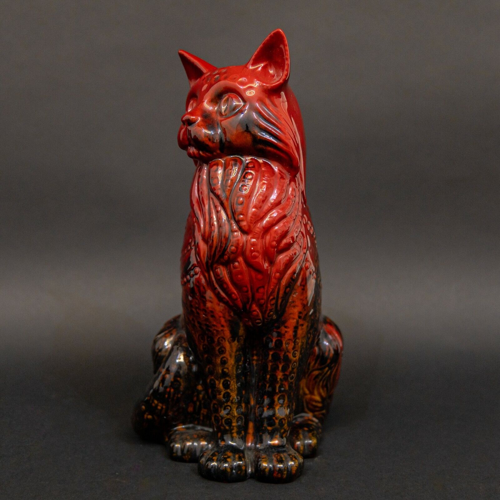 Large Royal Doulton Flambe Cat