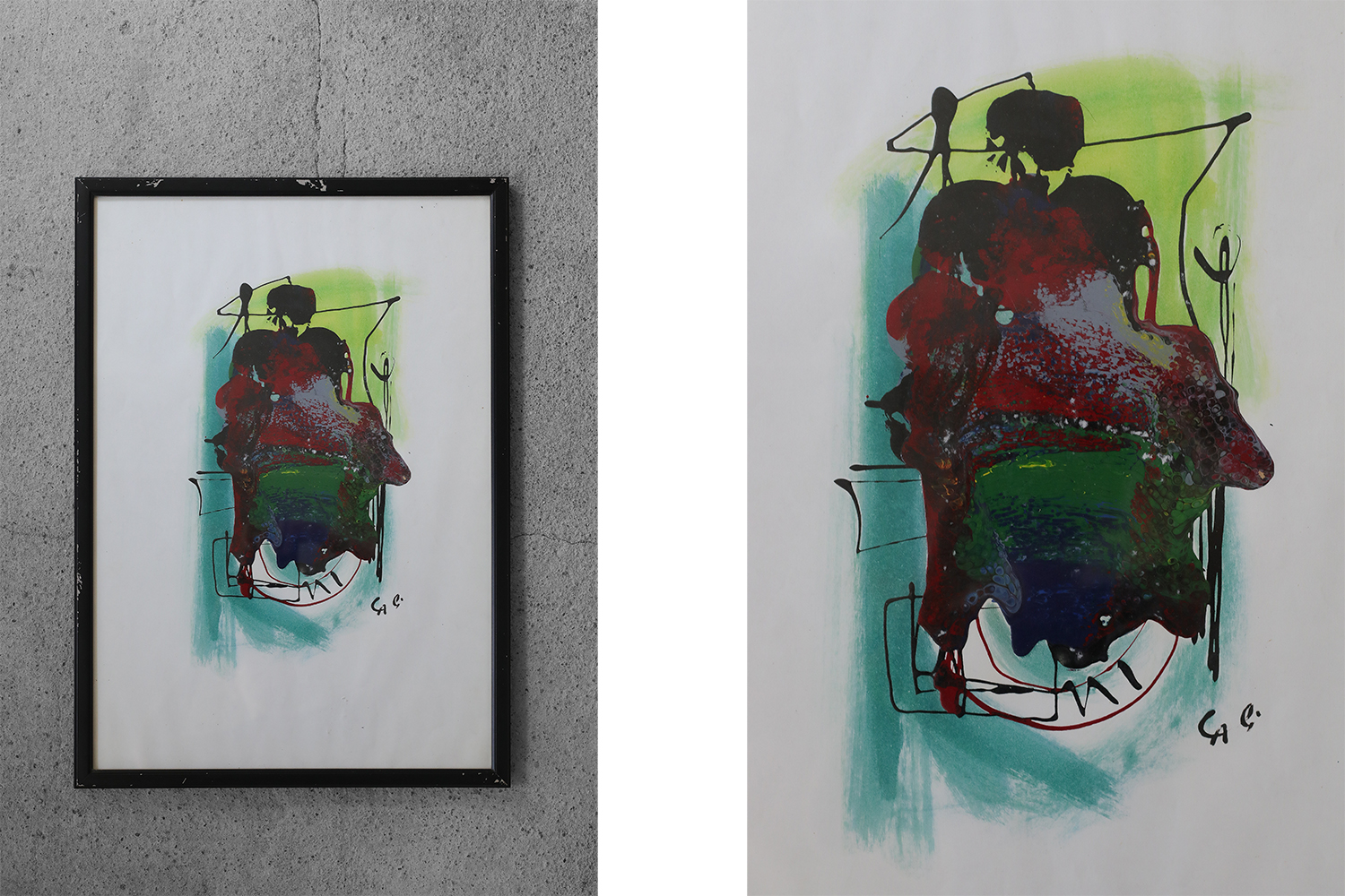 Rosario Calì, Cromatismo Ermetico, Mixed Media on Paper, 1970s, Framed