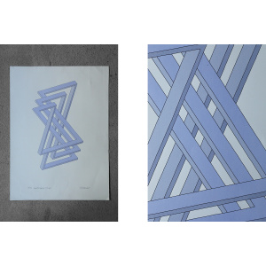 Oscar Reutersvärd, Impossible Figures, Perspective Japonaise No 331, Color Lithograph on Fabriano Paper