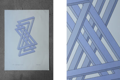 Oscar Reutersvärd, Impossible Figures, Perspective Japonaise No 331, Color Lithograph on Fabriano Paper - Image 2