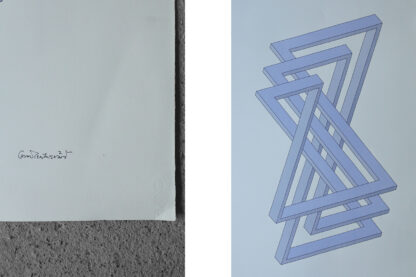 Oscar Reutersvärd, Impossible Figures, Perspective Japonaise No 331, Color Lithograph on Fabriano Paper - Image 3