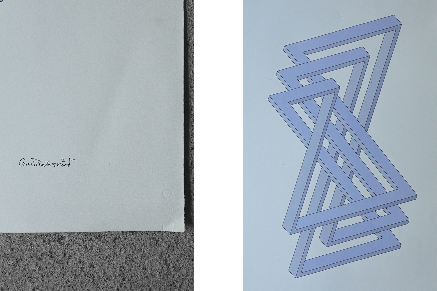 Oscar Reutersvärd, Impossible Figures, Perspective Japonaise No 331, Color Lithograph on Fabriano Paper