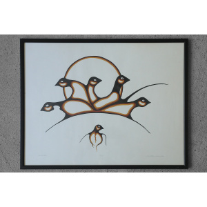 Saul Mamakeesick, Protection, Acrylic on Art Paper, 1980, Framed