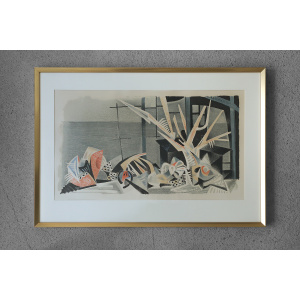 Jürgen Von Konow, Window View, Söndrum, Color Lithograph, 1958, Framed