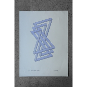 Oscar Reutersvärd, Impossible Figures, Perspective Japonaise No 331, Color Lithograph on Fabriano Paper