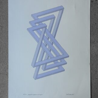 Oscar Reutersvärd, Impossible Figures, Perspective Japonaise No 331, Color Lithograph on Fabriano Paper