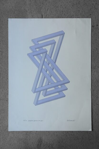 Oscar Reutersvärd, Impossible Figures, Perspective Japonaise No 331, Color Lithograph on Fabriano Paper