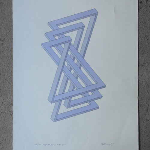 Oscar Reutersvärd, Impossible Figures, Perspective Japonaise No 331, Color Lithograph on Fabriano Paper