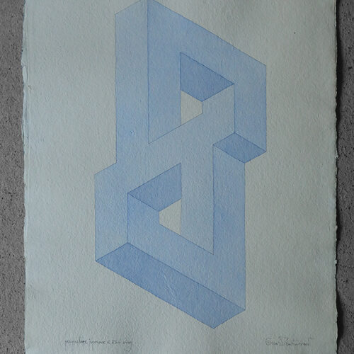 Oscar Reutersvärd, Perspective Japonaise No. 264, Watercolor on Japanese rice paper