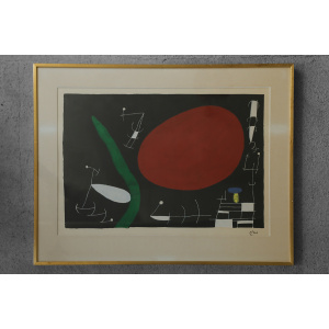 Joan Miró, Soleil et Étincelles, Color Lithograph, 1960s, Framed