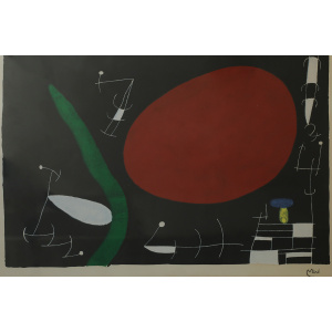 Joan Miró, Soleil et Étincelles, Color Lithograph, 1960s, Framed