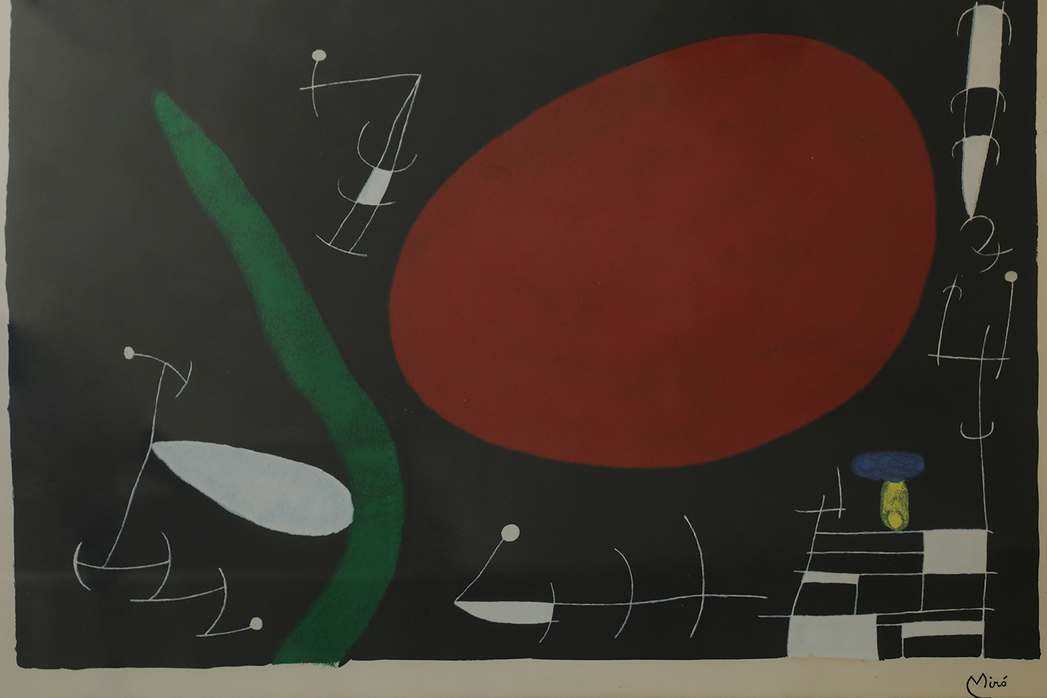 Joan Miró, Soleil et Étincelles, Color Lithograph, 1960s, Framed