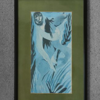 Vintage Color Lithograph in the Trend of Primitivism, Naive Art