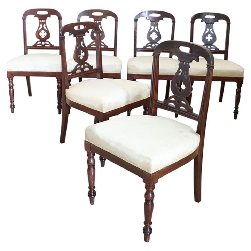 19th Century English Dining Chairs, Set of 6