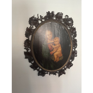 Oval raphael madonna and child oil painting