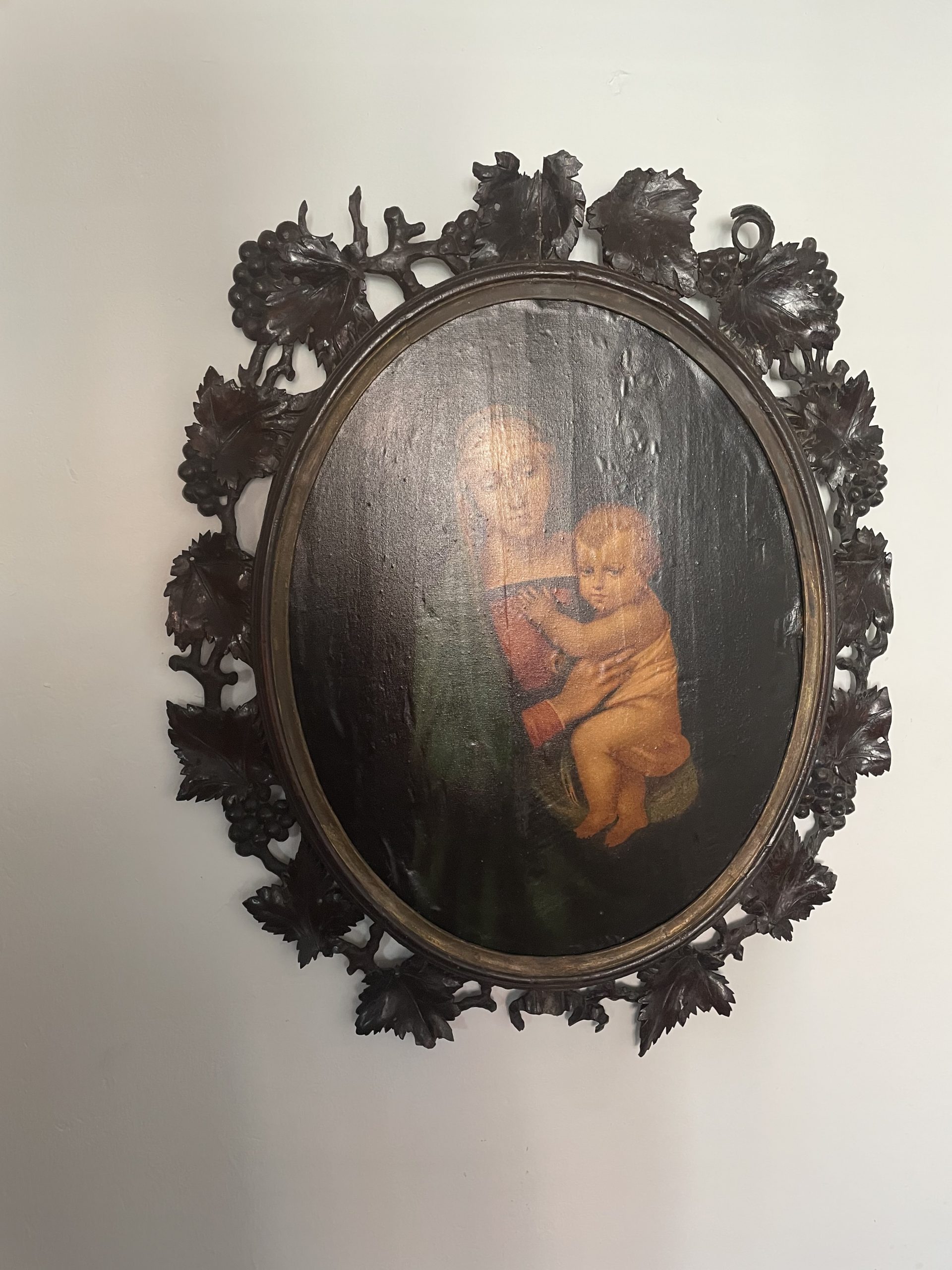 Oval raphael madonna and child oil painting