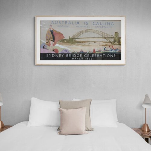 Sydney Harbour Bridge Australian Original Poster Design 1932 Attrib To Douglas Annand