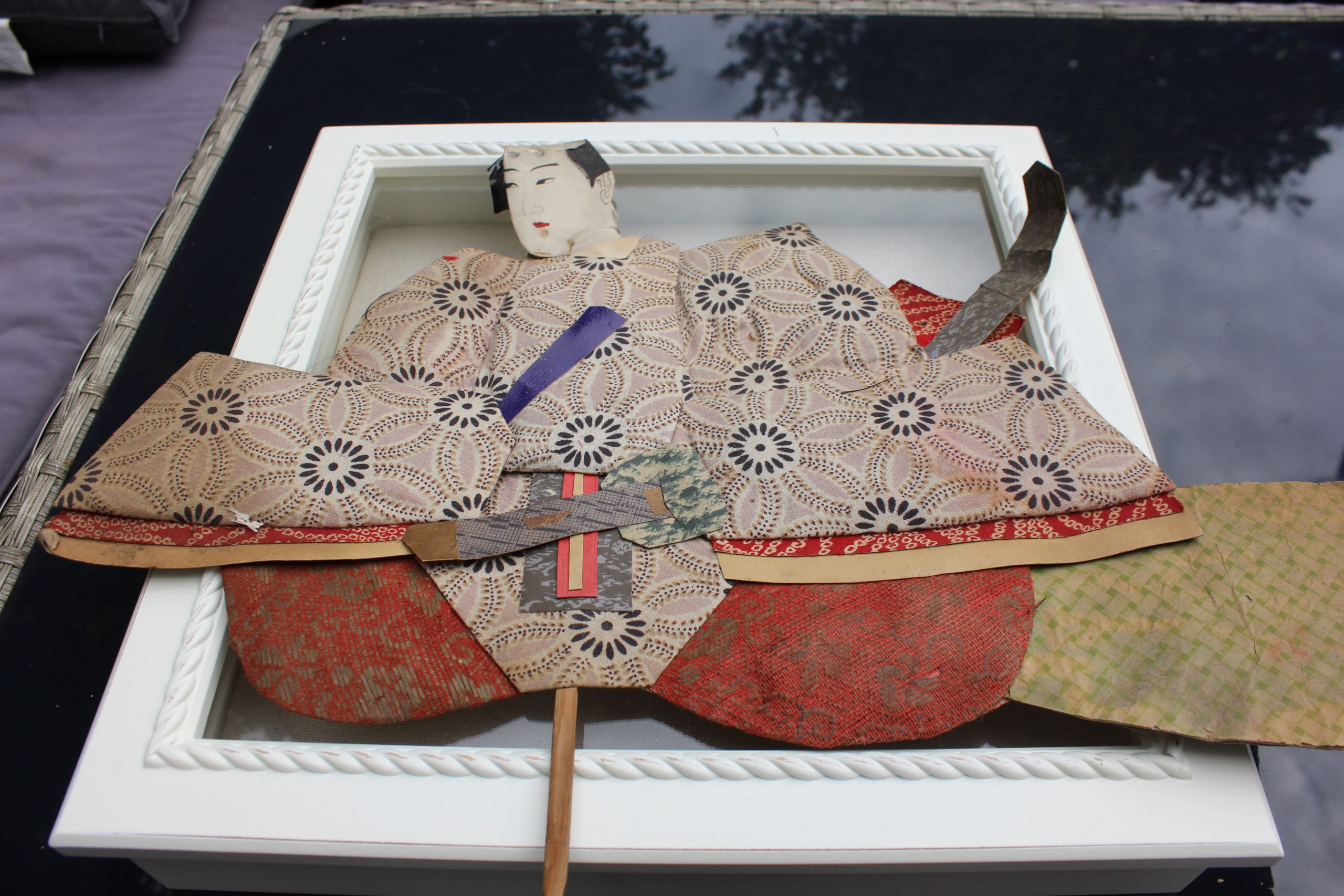 Antique Japanese Silk Brocade Oshie Art Geisha Puppet Dolls