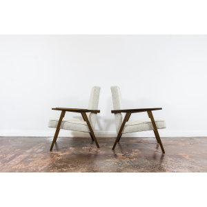 Pair Of Beige Mid Century Armchairs, Poland, 1960's