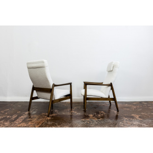 Pair Of White "Gfm 64" High Back Armchairs By Edmund Homa, 1960s
